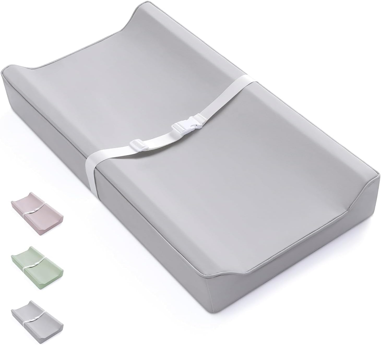 Yunking Vegan Leather Baby Changing Pad with Waterproof & Wipe-Clean PU Cover, Standard Size Cozy Baby Changing Table Pads for Dressers/Tables, Taupe image number 3