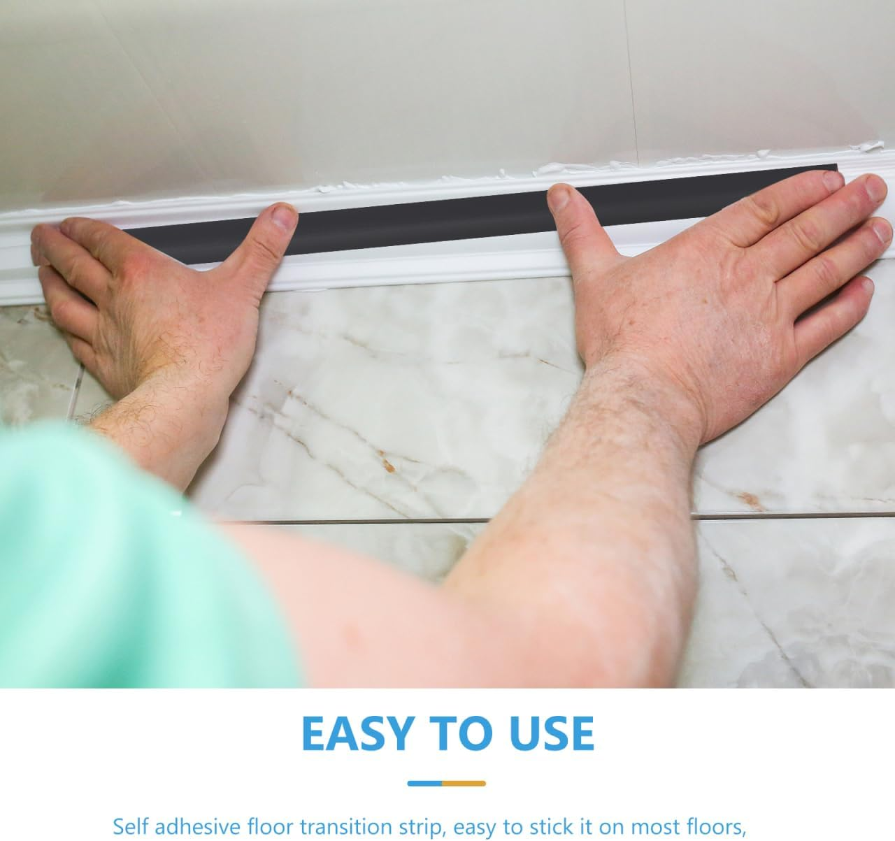 TEHAUX Floor Transition Strip - Self Adhesive Carpet Flooring Strip Edging Trim Black 5Mm for Doorways Door Threshold image number 4