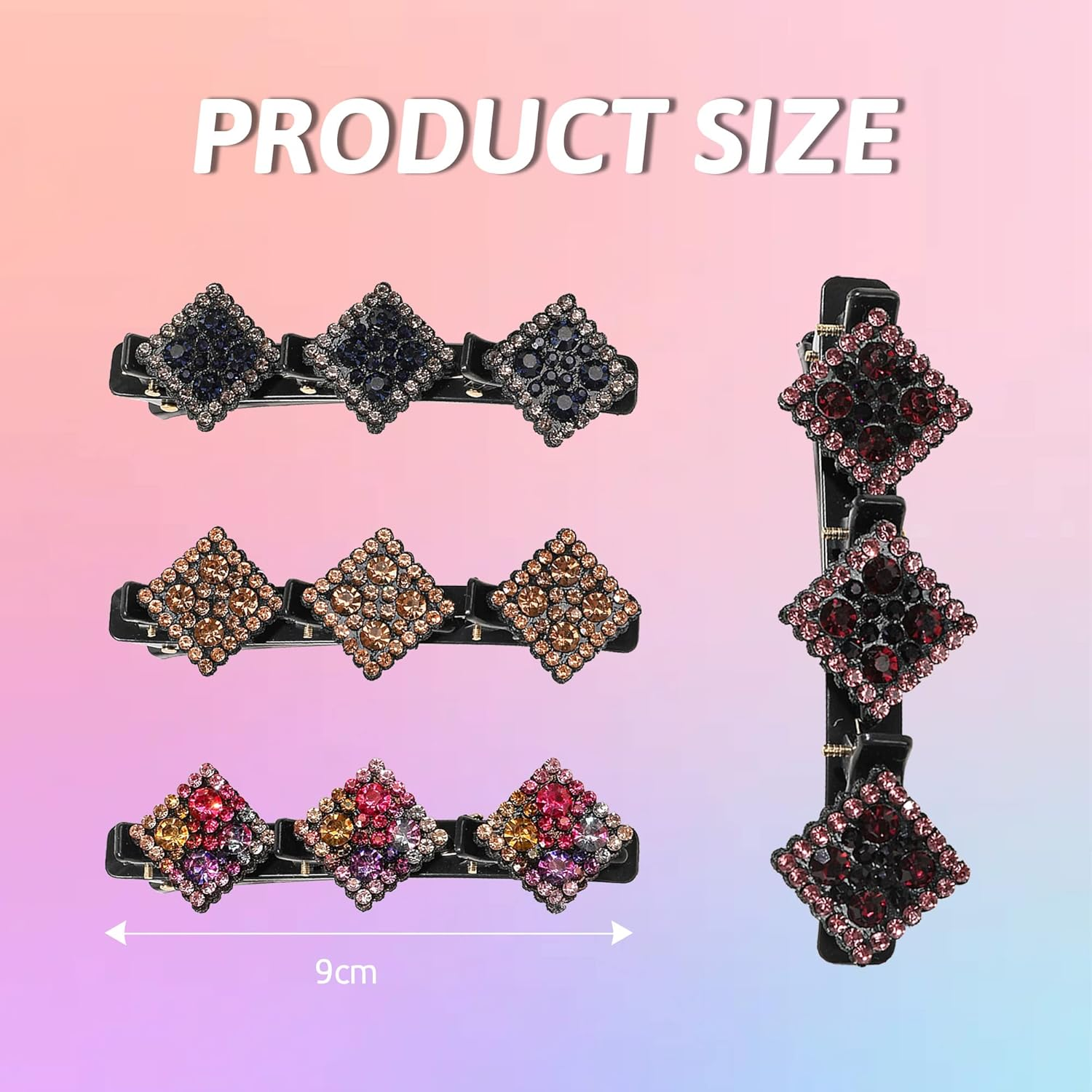 Sonnorel Pack of 4 Hair Clips with Crystal Flower, Crystal Hair Clip Made of Four Leaves Beauty Salon Hair Pins Sparkling Crystal Stone Braided Hair Clips, Rhinestone Braided Hair Clip for Women image number 1