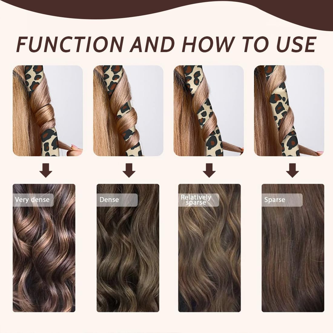 Heatless Curls, Overnight, Curls without Heat, Silk Heatless Curls Band Curler Overnight, Hair Curler DIY Hair Curling Band Hairstyle Set for Long Medium Hair (Leopard Print) image number 5