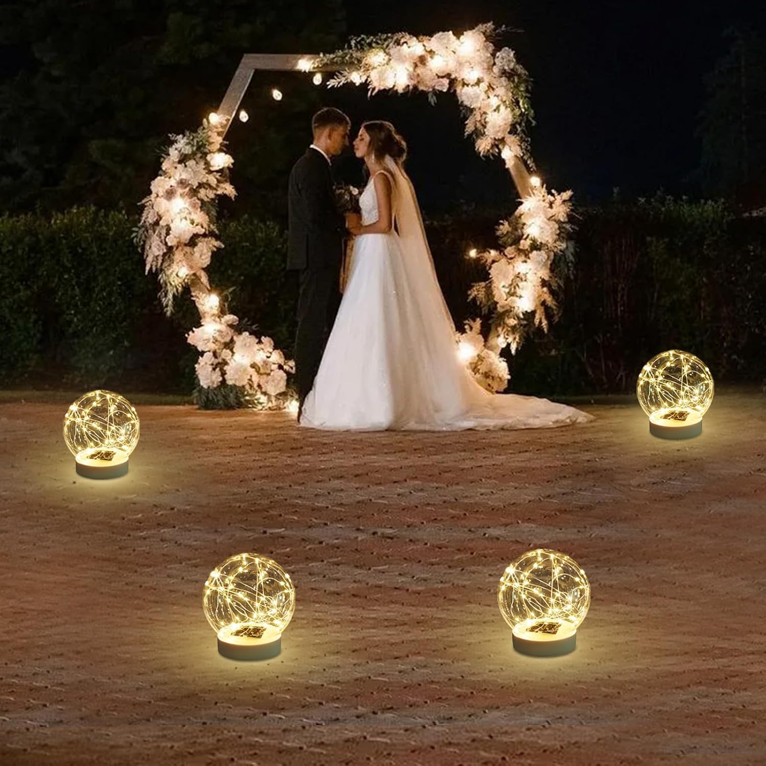 LENONE Floating Pool Lights Solar Powered, 6.9" Warm White Light up Solar Pool Lights That Float, Waterproof Solar Globe Lights for Pool, Updated Floating Pool Balls for Yard Patio Party Decor - 2PCS image number 5