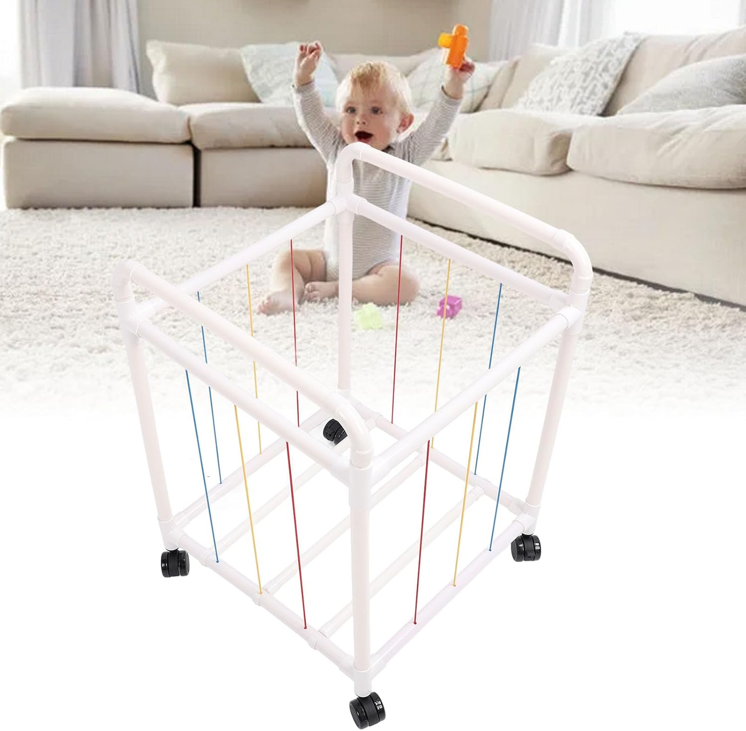 Stuffed Animal Zoo Cage, 19.69X19.69X19.69In Stuffed Animal Storage Zoo Holder Standing, Kids Toy Storage Organizer Shelves Basket with Elastic Cord, Plush Storage (C Double image number 4