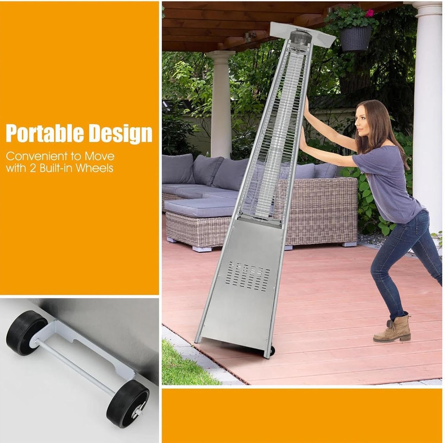 Outdoor Patio Heater Replacement Wheels - Universal Movable Home Garden Supplies | Outdoor Heater Replacement Parts | for Winter Offices Bedrooms Dining Parties Yard Patio Porch Lawn outside Backyard image number 4