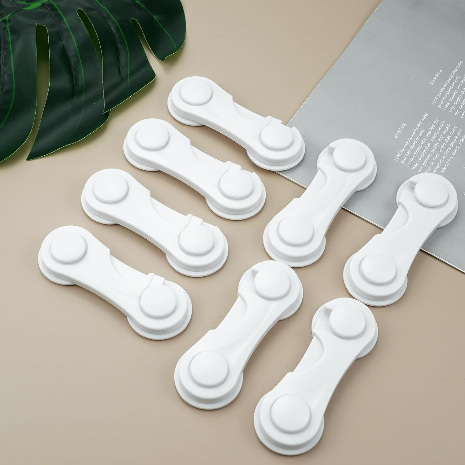 Child Safety Cabinet Locks 8 Pack Cabinet Door Locks with Adhesive for Baby Proof Childproof Safety Locks for Drawer Cupboards Fridge Closet and Pantry image number 5