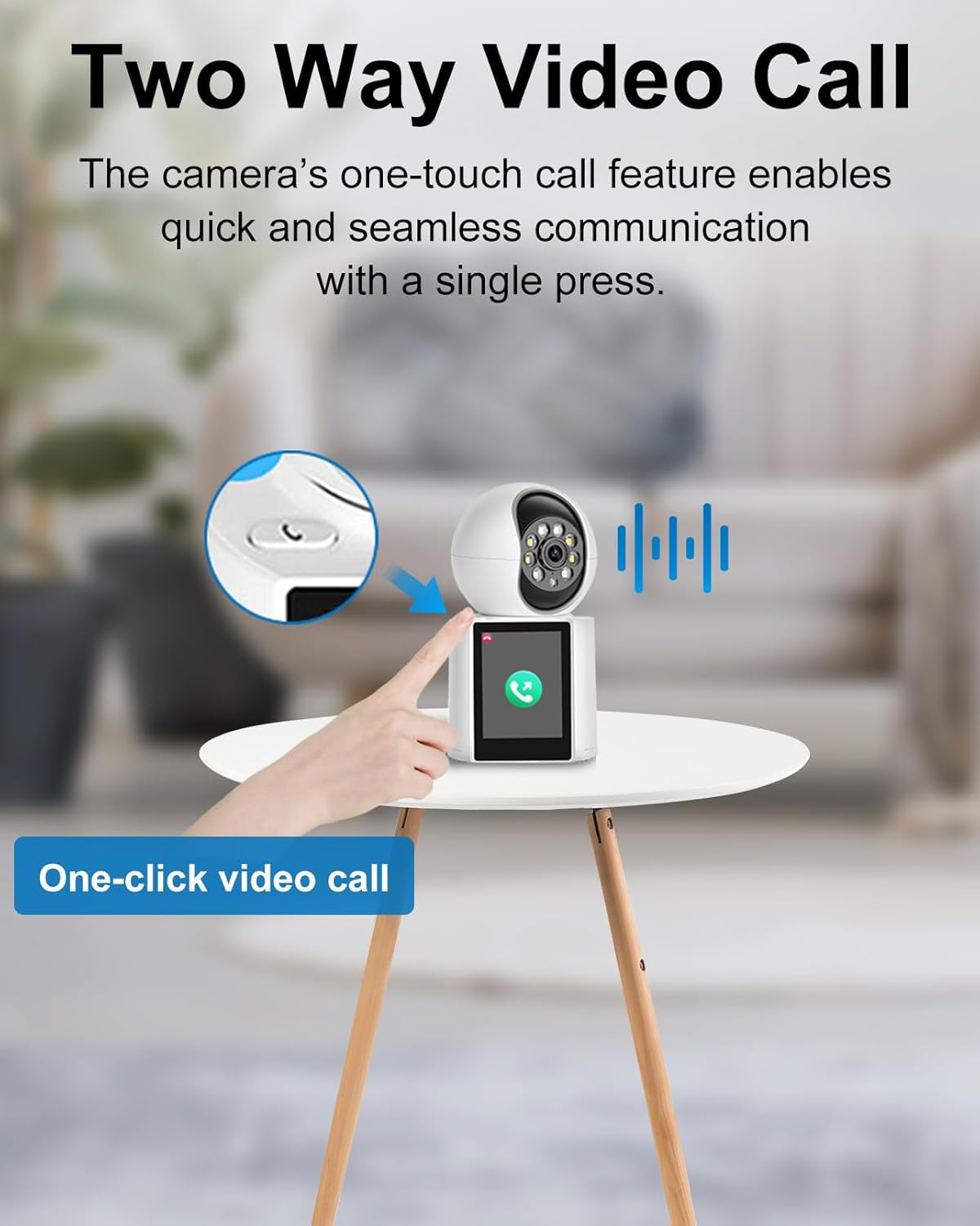 Two Way Video Calling Indoor Camera with 2.8-Inch IPS Screen, 2K Wifi Baby/Elder/Dog/Pet Camera with Phone App, Human/Sound/Crying Detection, One-Button Call, Color IR Night Vision image number 1