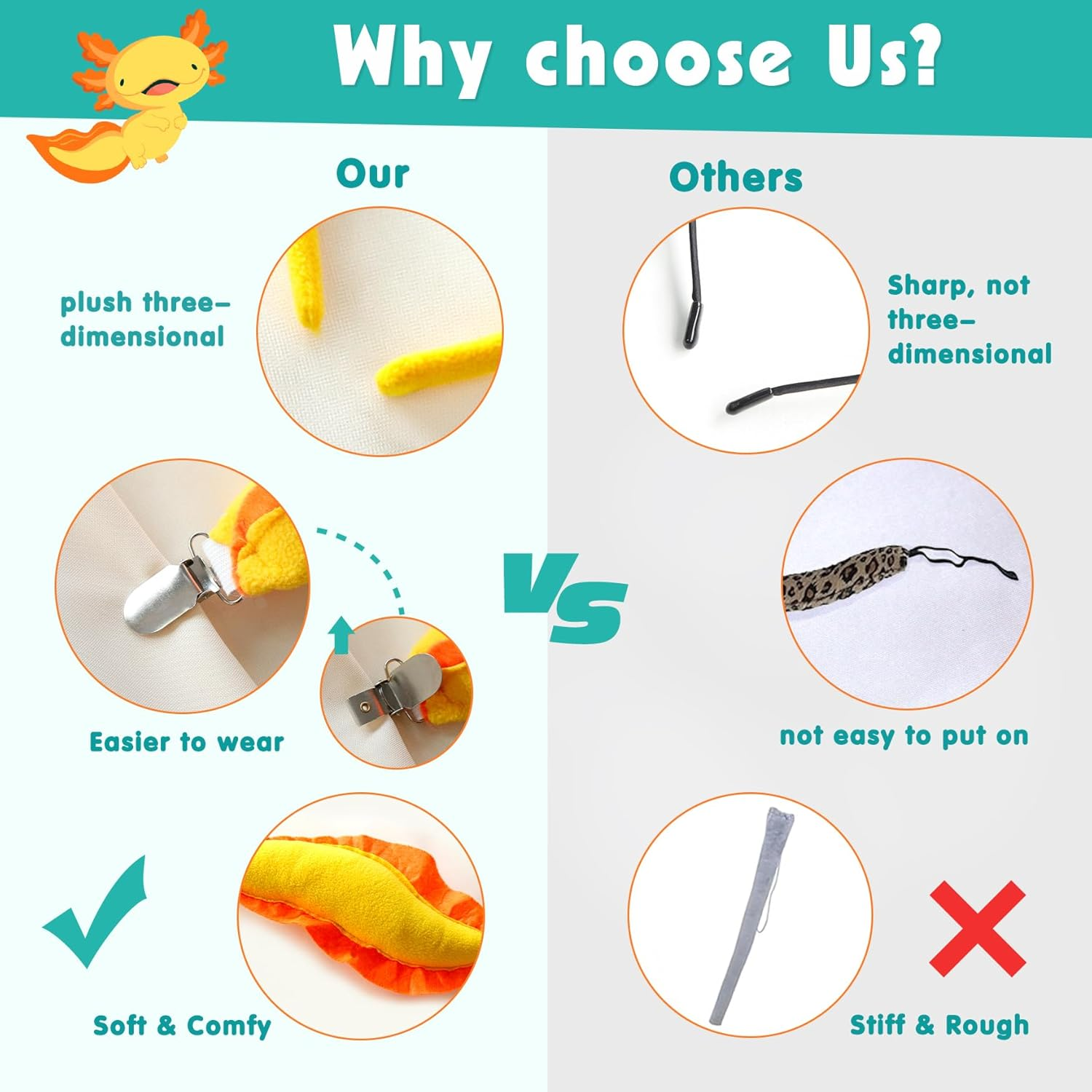 Axolotl Plush, Axolotl Stuffed Toys for Girls, Kids Animal Costume Dress up Birthday Gifts Halloween Party Favors (Yellow)