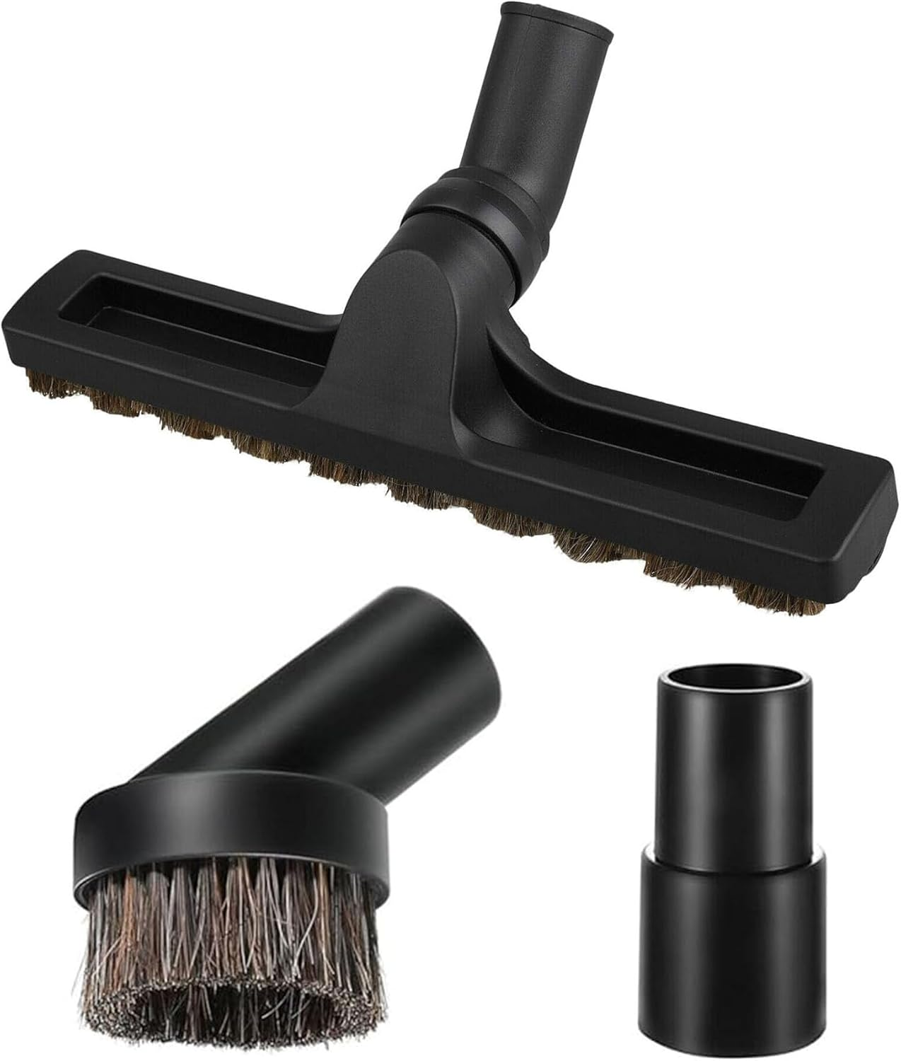 Horsehair Vacuum Brush Attachment 3 Pack | 30Mm Vacuum Cleaning Brush/Floor Brush Tool | 25Mm round Dust Brush with 32 to 35Mm Hose Adapter Fits Shark, Hoover, Shop-Vac and Most Vacuums