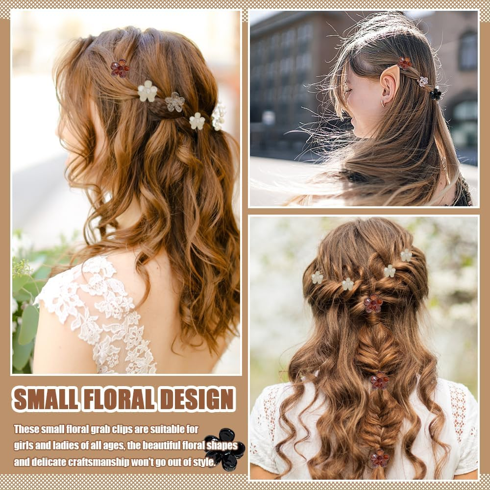 TRKETK 40 Pcs Flower Claw Clips Mini Sweet Non-Slip Women'S Grab Clip Plastic Small Hairpin Cute Hair Claw Accessories for Girls Women Photo Daily Party Wedding Hairstyle Accessories image number 1