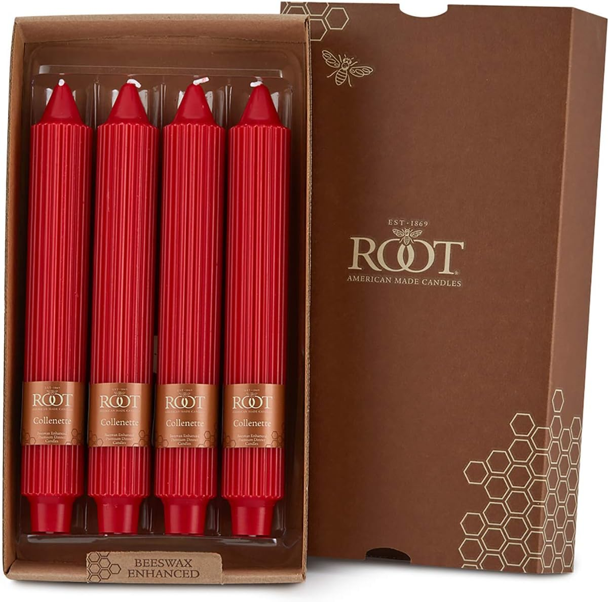 Root Candles Unscented Smooth Collenette 9-Inch Dinner Candles, Box of 4, Garnet