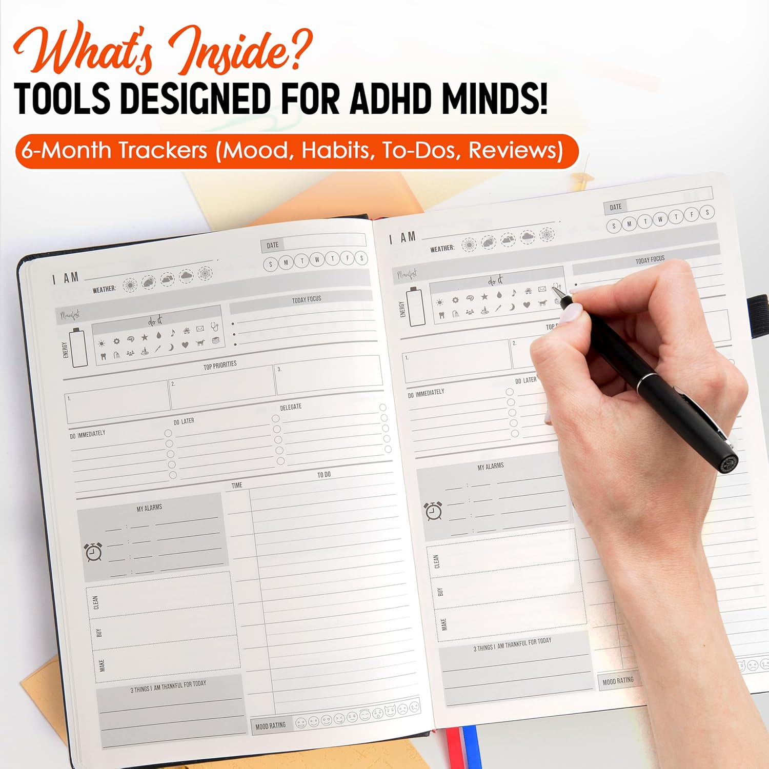 ADHD Organization Planner for Adults: the 6 Month Undated Weekly and Daily Schedule Organizer for Neurodivergent Individuals, Enhancing Focus, Productivity, and Organization for ADD and Disorganized People image number 4