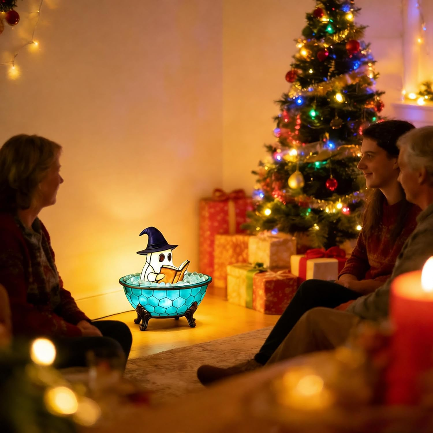 Cute Ghost Reading Book Lamp, Perfect Festive Night Light for Summer Christmas Gatherings, Upgrade 3D Led Reading Books Nightlight Desk Decor Funny Gifts for Family(1Pc) image number 3