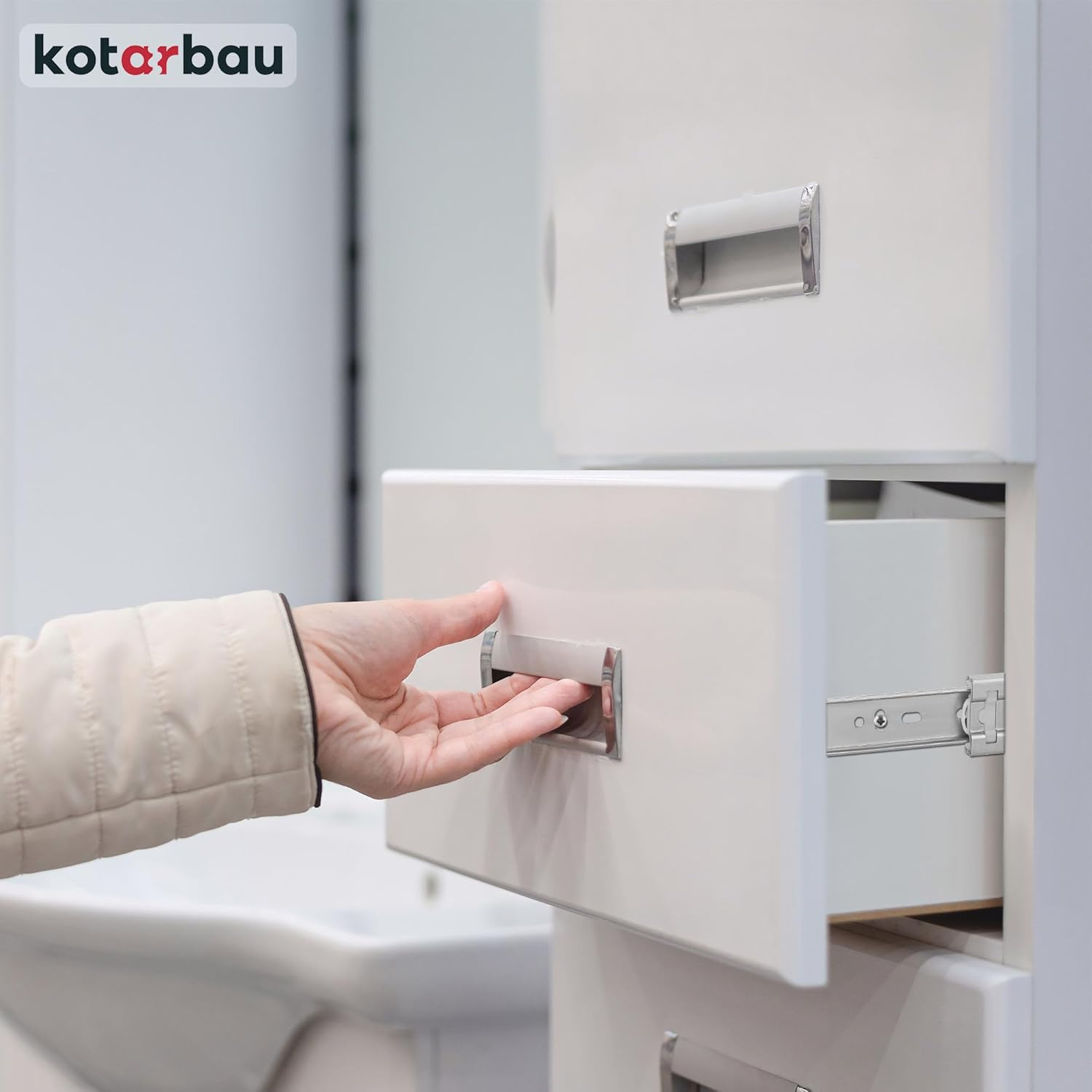 KOTARBAU Drawer Runners, Full Extension, Drawer Runners, 500 Mm, Self-Closing, Steel Drawer Runners, Soft Close Pull-Outs, Drawer Runners for Drawers, Full Extension, Telescopic Runners image number 2