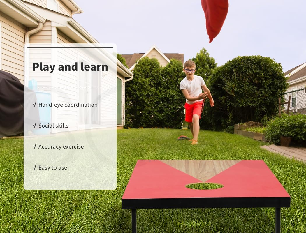 Bopeep 2PCS Kids Bean Bag Classic Cornhole Toss Game Set ，Foldable Wooden Boards with 8 Bean Bags, 90X60Cm，Indoor & Outdoor Fun for Children and Families &ndash; with Carrying Bag image number 6
