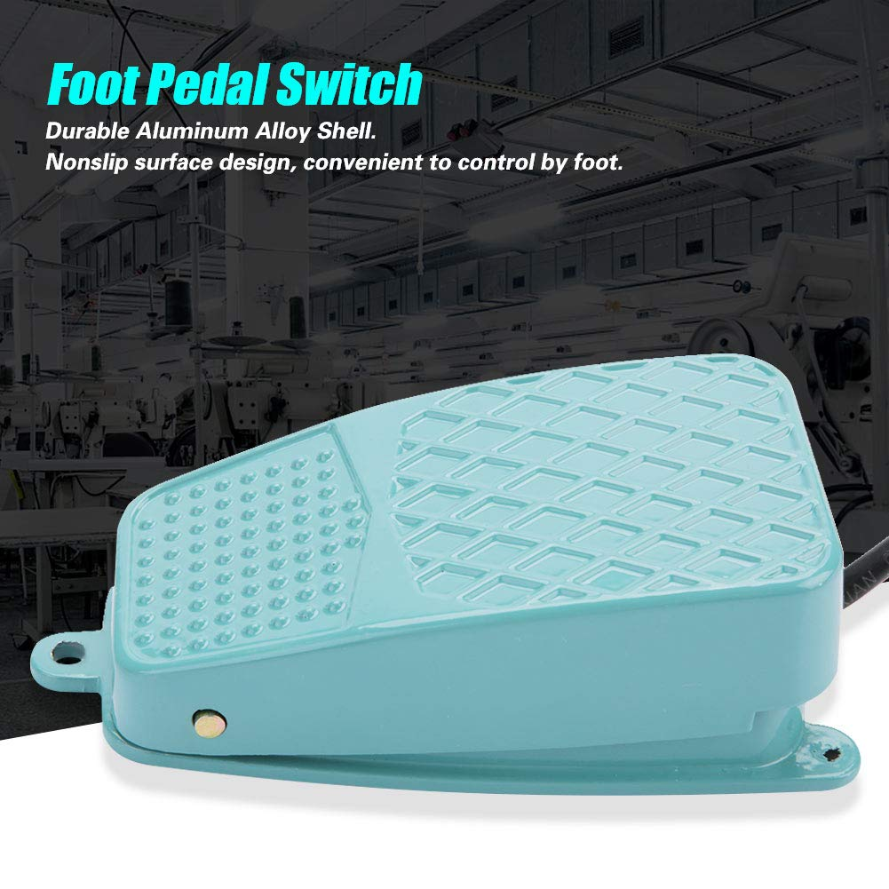 TFS-2 Foot Switch Pedal Switch, Foot Switch Power Pedal Switch Momentary Pedal Switch Non-Slip Metal Green AC 250V 10A image number 2