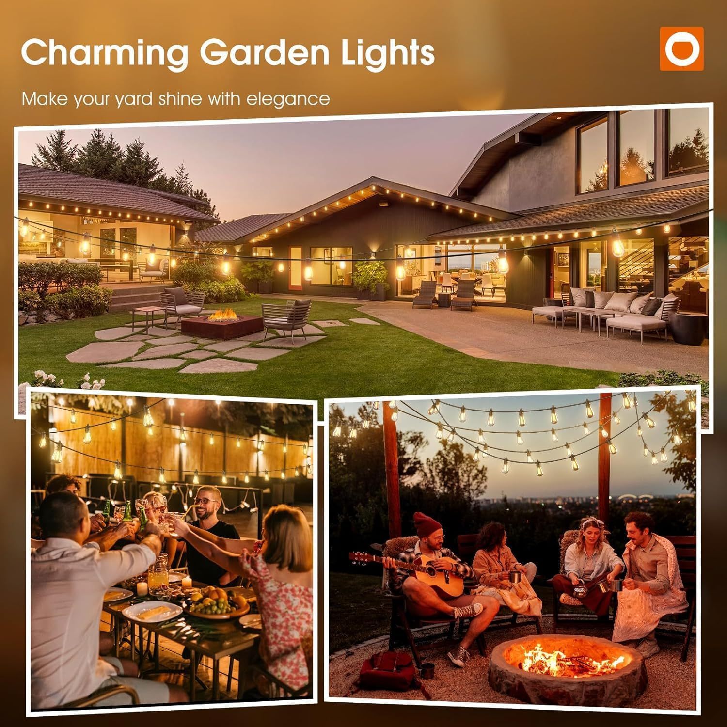 31M Festoon Lights Outdoor with 31 Bulbs+2 Spares S14 LED Outdoor String Lights,Connectable Christmas String Lights, Ip65Waterproof and Shatterproof Fairy Lights for Garden, Party, Yard, 2700K image number 5
