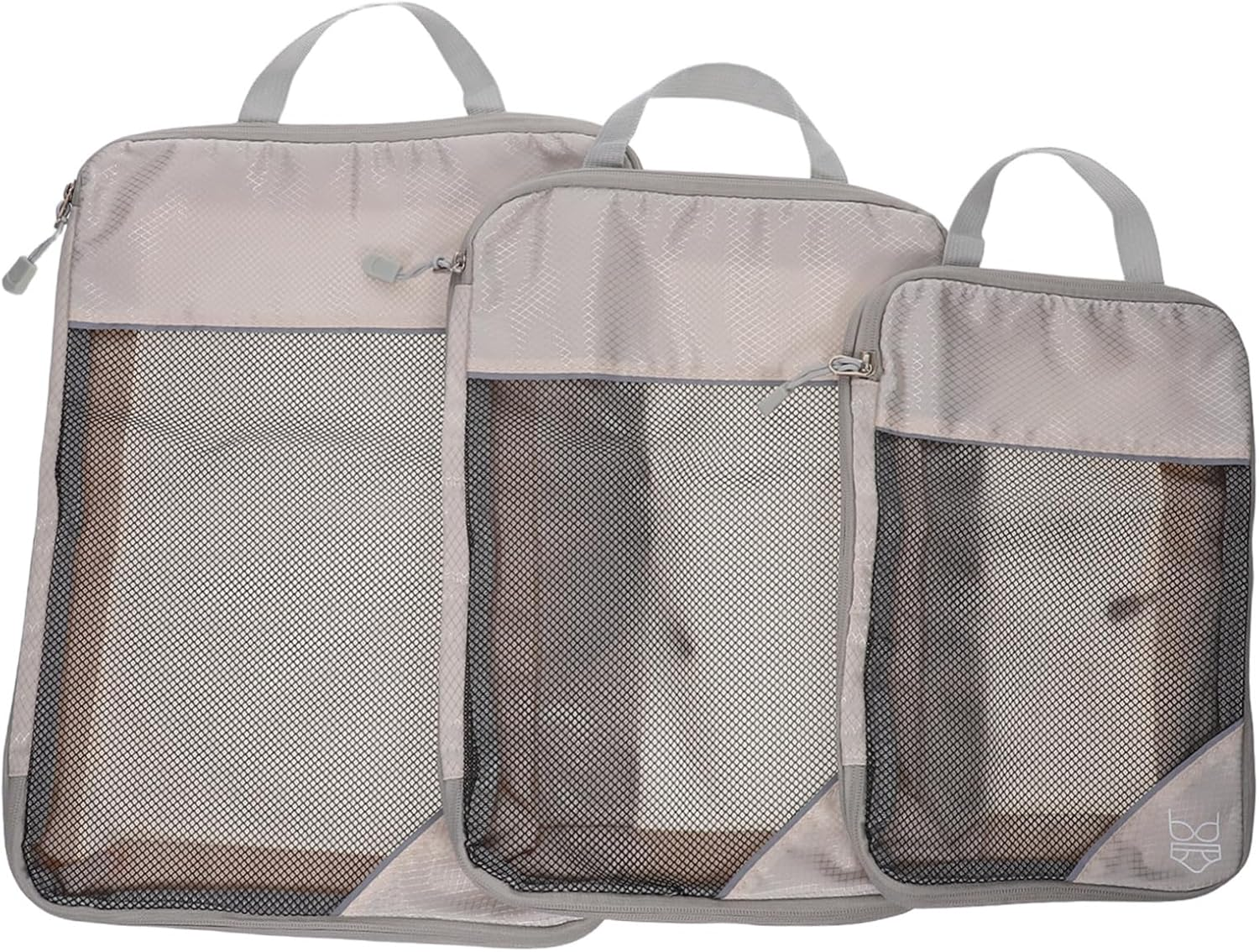 SAFIGLE 3PCS Travel Compression Packing Cubes Beige Quick Easy Space-Saving Suitcase Organizers for Clothes Shoes Accessories Expandable Lightweight Luggage Storage Bags image number 1