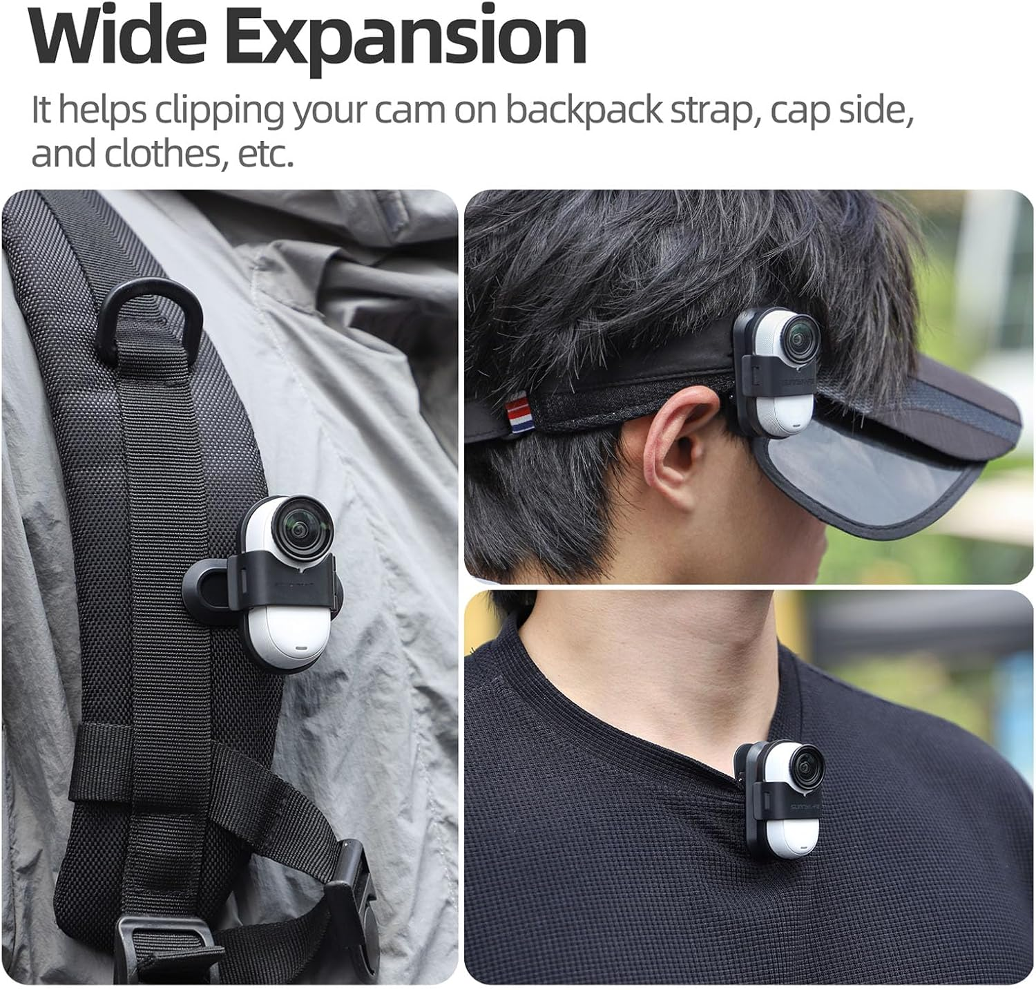 YUULNMOP 360&deg; Rotation Backpack Hat Clip Mount Compatible for Insta360 Go 3/Go 3S,Vertical & Horizontal Quick Release Clamp Adapter Mount for Insta360 Go 3S