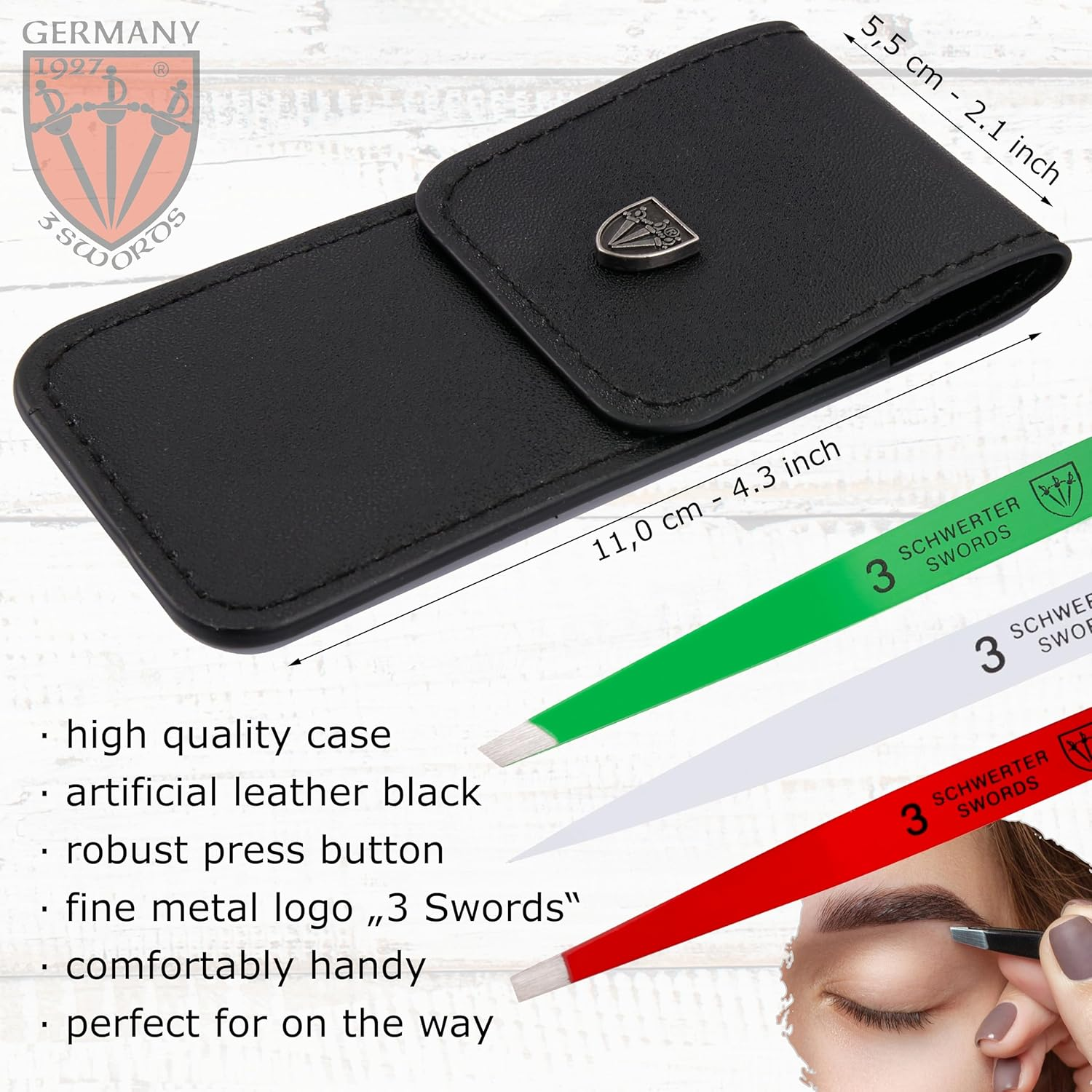 3 Swords Germany - Brand Quality Professional Stainless Steel Precision Tweezer Set "MEXICO" Slanted, Straight, Pointed Eyebrows Hair, Manicure Pedicure - Pinzas Rectas, Biseladas, Puntiagudas (5366) - "Mexico" image number 5