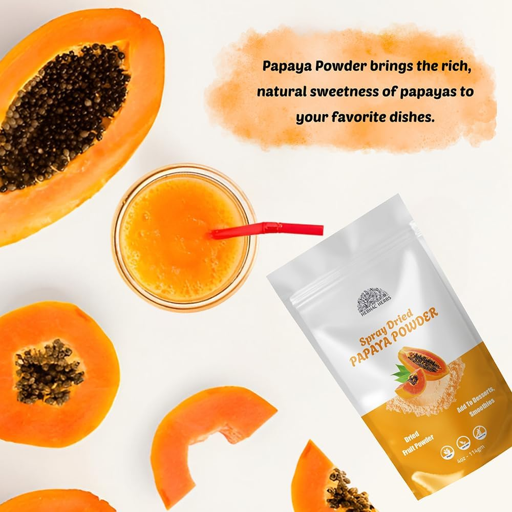 Papaya Fruit Powder 114 G | 100% Natural Papaya Powder for Juices, Smoothies, Milk Shakes, Fruit Salads | Free from Preservatives, Artificial Colors, | Vegan, Gluten-Free image number 6