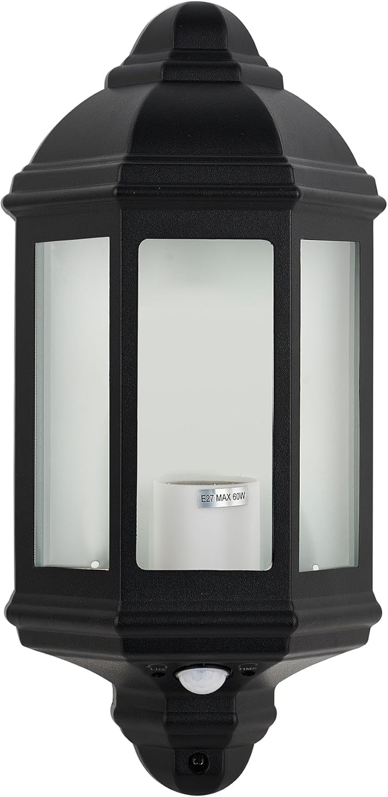 Lexi Lighting Avara Outdoor Wall Sconce with Sensor, E27 Bulb Base, Exterior Black Finish Aluminum Frame with Clear Glass Shade, IP54 Waterproof Porch Lights for Patio Front Door Garage image number 2