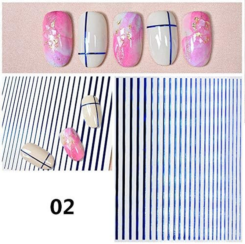 5Pc/Set Glitter Nail Sticker Metal Stripe Line Nail Art Color Stickers DIY Decals Manicure Decoration 8X10Cm Zhengpingpai image number 5