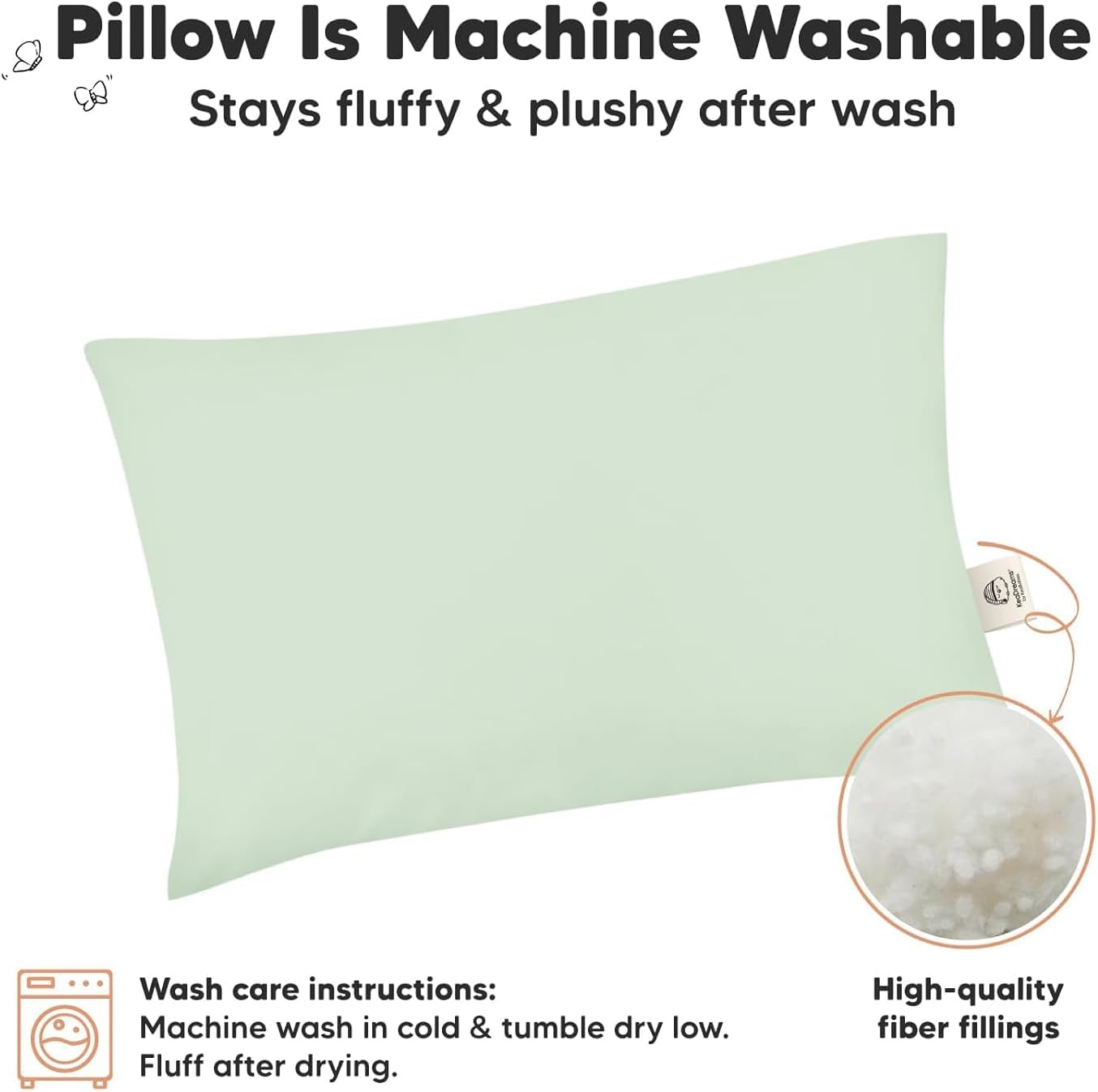 2-Pack Toddler Pillow - Soft Organic Cotton Toddler Pillows for Sleeping - Small Pillow for Kids - Kids Pillows for Sleeping - Kids Pillow for Travel, School, Nap, Age 2 to 5 (Sage) image number 3