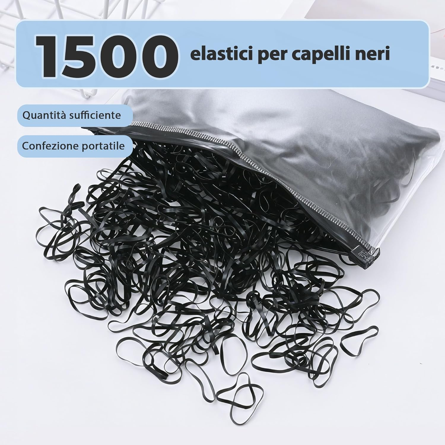 Vonsera Pack of 1500 Mini Hair Bobbles Small Elastic Hair Accessories for Children Girls Hair Braids Wedding Hairstyle, Small Dreadlocks, Black image number 5