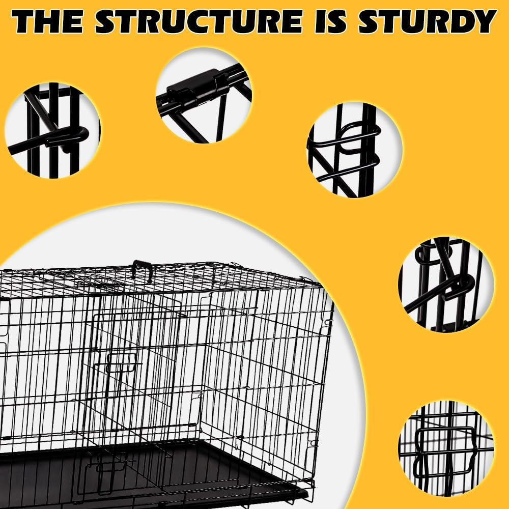 Vaka Pet 36-Inch Dog Crate with Divider, Foldable Metal Cage with 3 Doors and Leak-Proof Tray, Medium Pet Kennel for Indoor Outdoor Use image number 3