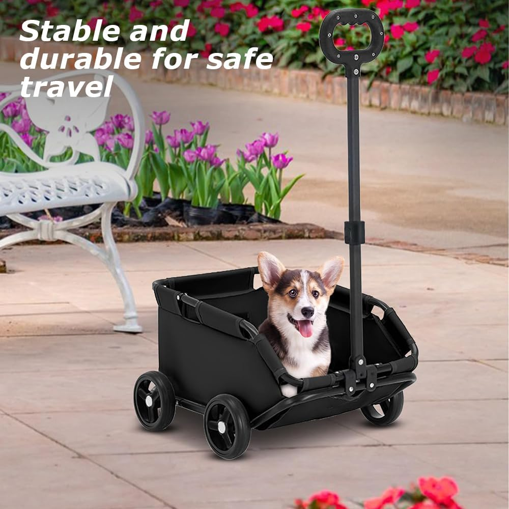 Adjustable Pet Carrier Stroller with 4 Wheels, Rolling Cat Carrier Carriage, Lighhtweight Folding Trolley Dog Cart, Folding Dog Cart, Ideal for Travel, Shopping, Walking, Playing ﻿ image number 6