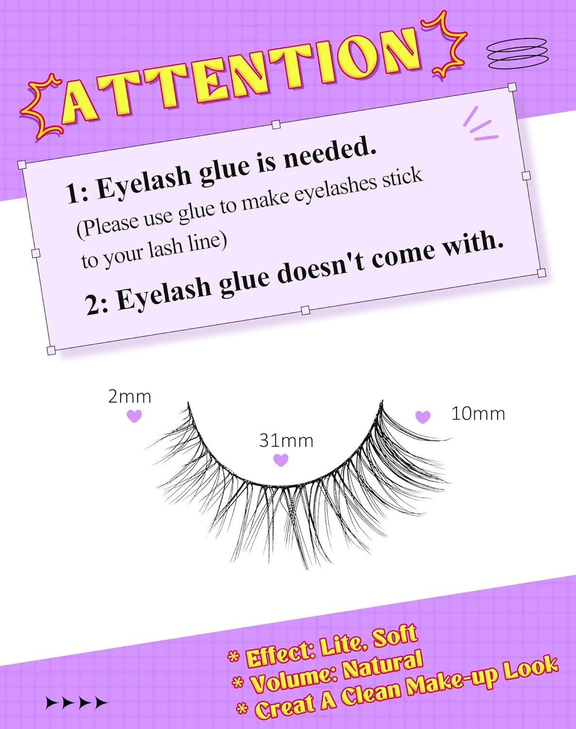 Lashes Wispy False Eyelashes Gradient False Lash Natural Look Small Fake Lashes Faux Mink Strip Eyelashes 7 Pairs D11 image number 1