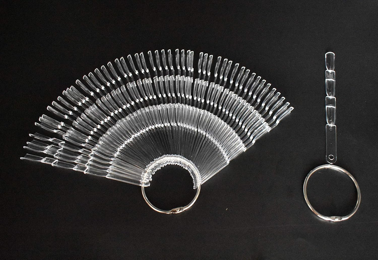 2 Sets 300 Tips Nail Polish Color Display Nail Color Display Sticks Plastic Nail Tips with Metal Split Ring Holder(Clear) image number 3