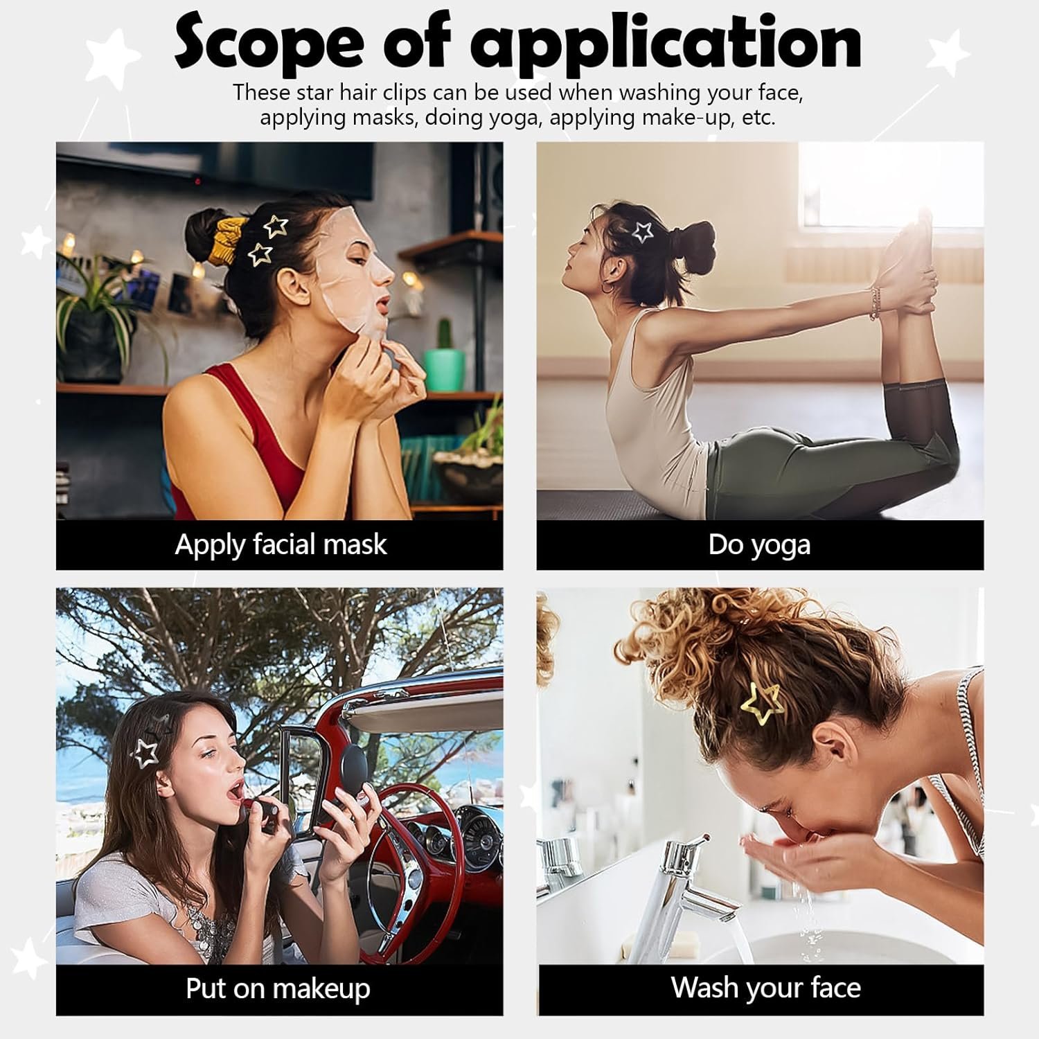 Modixun 90 Pieces 3Cm Star Hair Clips Star Clips 2000S Star Hair Accessories Non-Slip Metal Hair Clips Cute Hair Clips Kawaii Hair Clips for Women (Silver+Gold+ image number 4