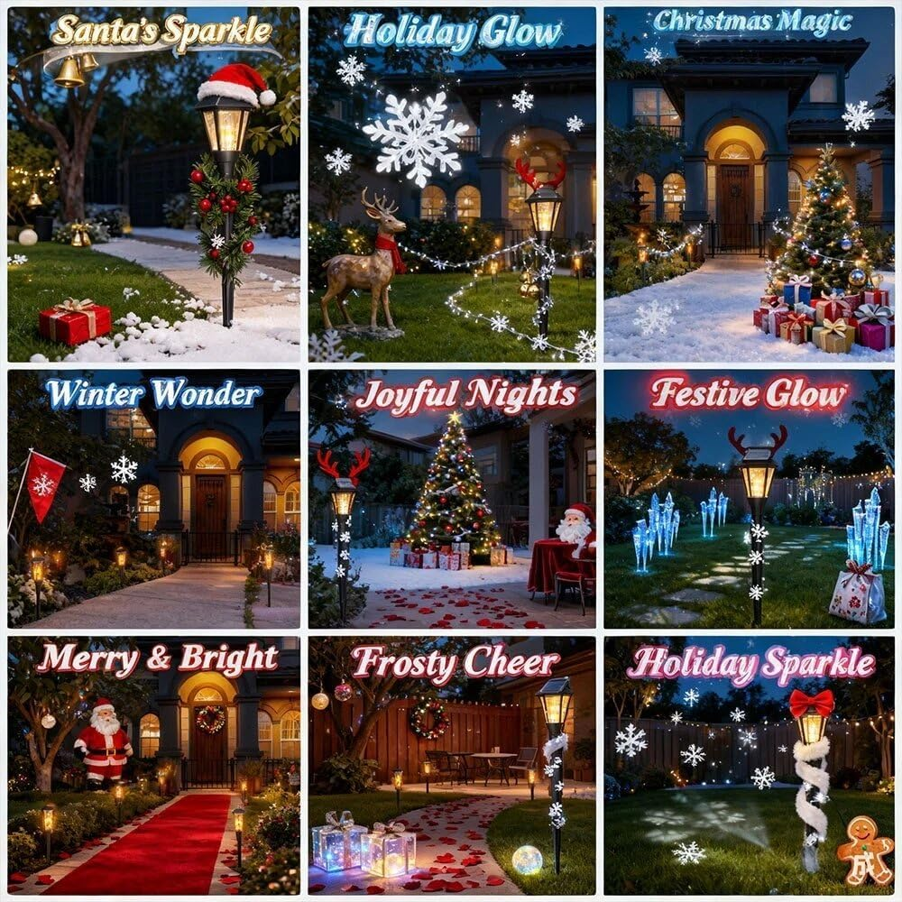 6 Pcs Christmas Decoration Outdoor Solar Lights Torch Light Flickering Flame Pathway image number 4