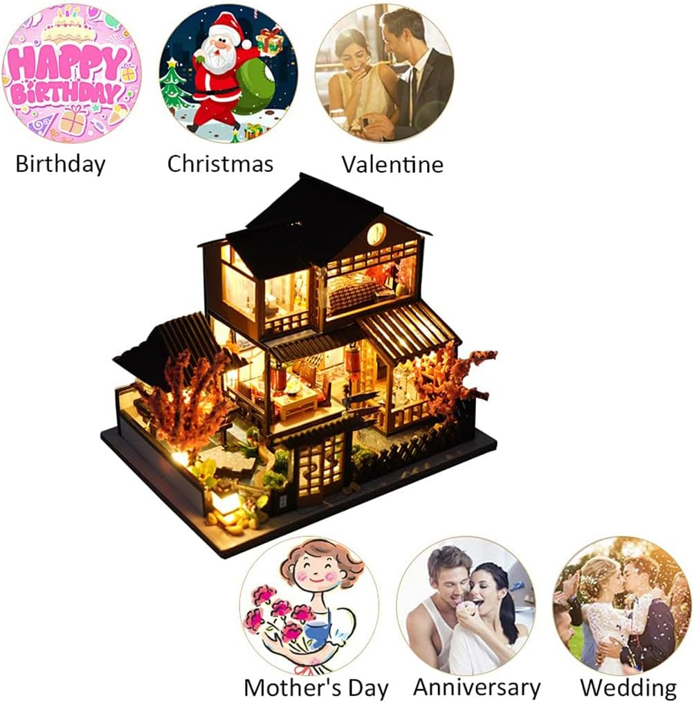 DIY Miniature House Kit, Mini House Kit for Beginners, Mayberry Street Miniatures, Model Building Craft Diorama Kit, Ideal Gifts for Birthday, Christmas(Japanese Garden House) image number 5