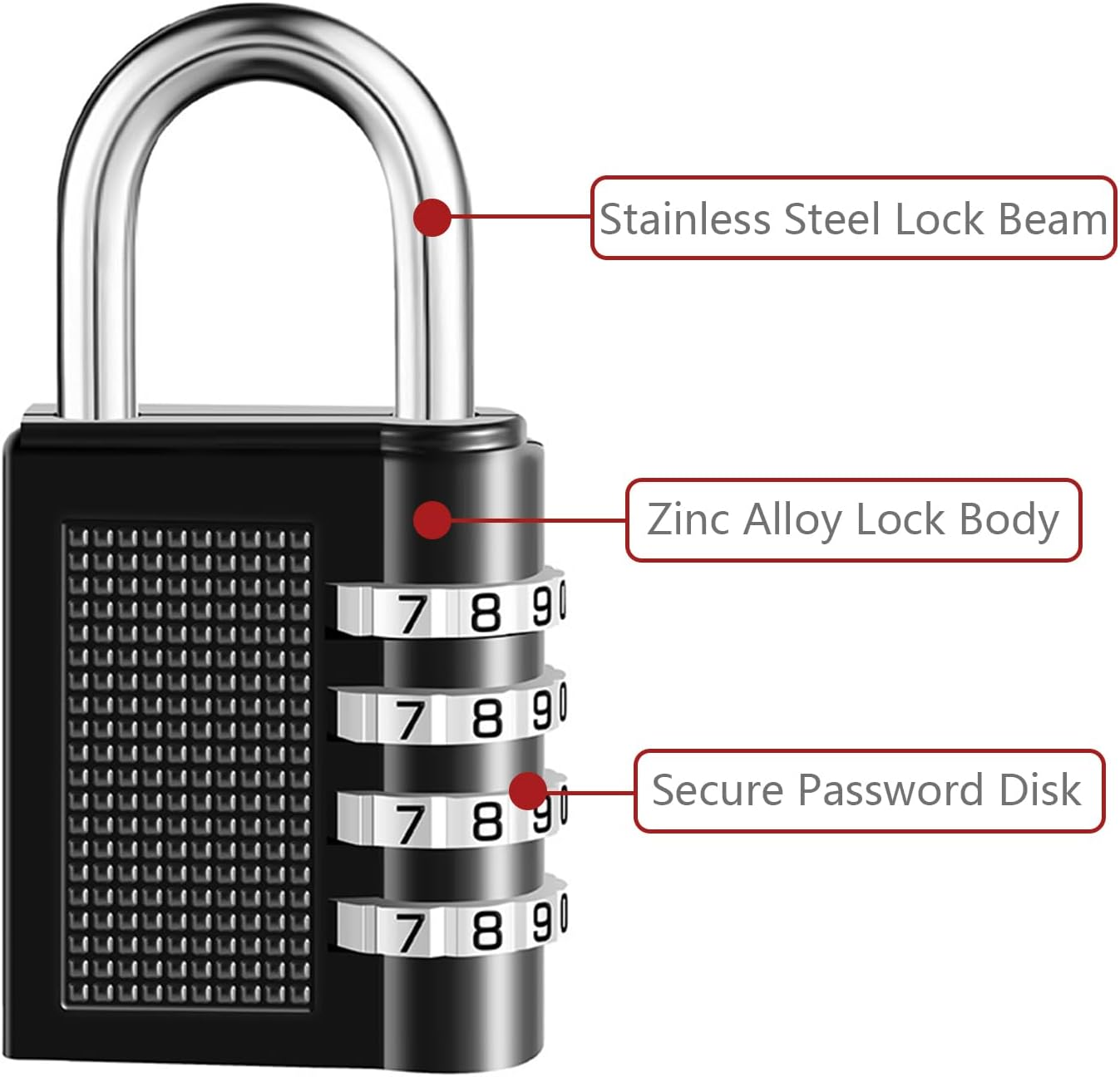 2 Pack Combination Lock, 4 Digit Padlock with Code Waterproof Outdoor Combination Lock for Gym Sports Locker, Fence Gate, Toolbox, Case, Hasp Cabinet Storage (Black) image number 4