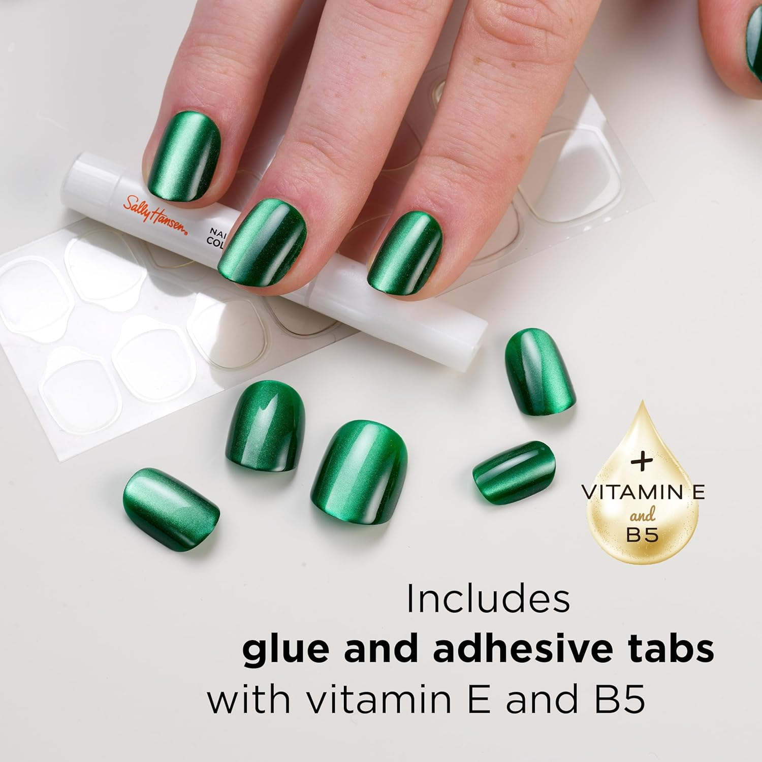 Sally Hansen Salon Effects&reg; Perfect Press On, Don'T Be Jewel​, Press on Nails, Square Shaped, Non-Damaging Adhesive Tabs, File, and Alcohol Pad Included image number 1