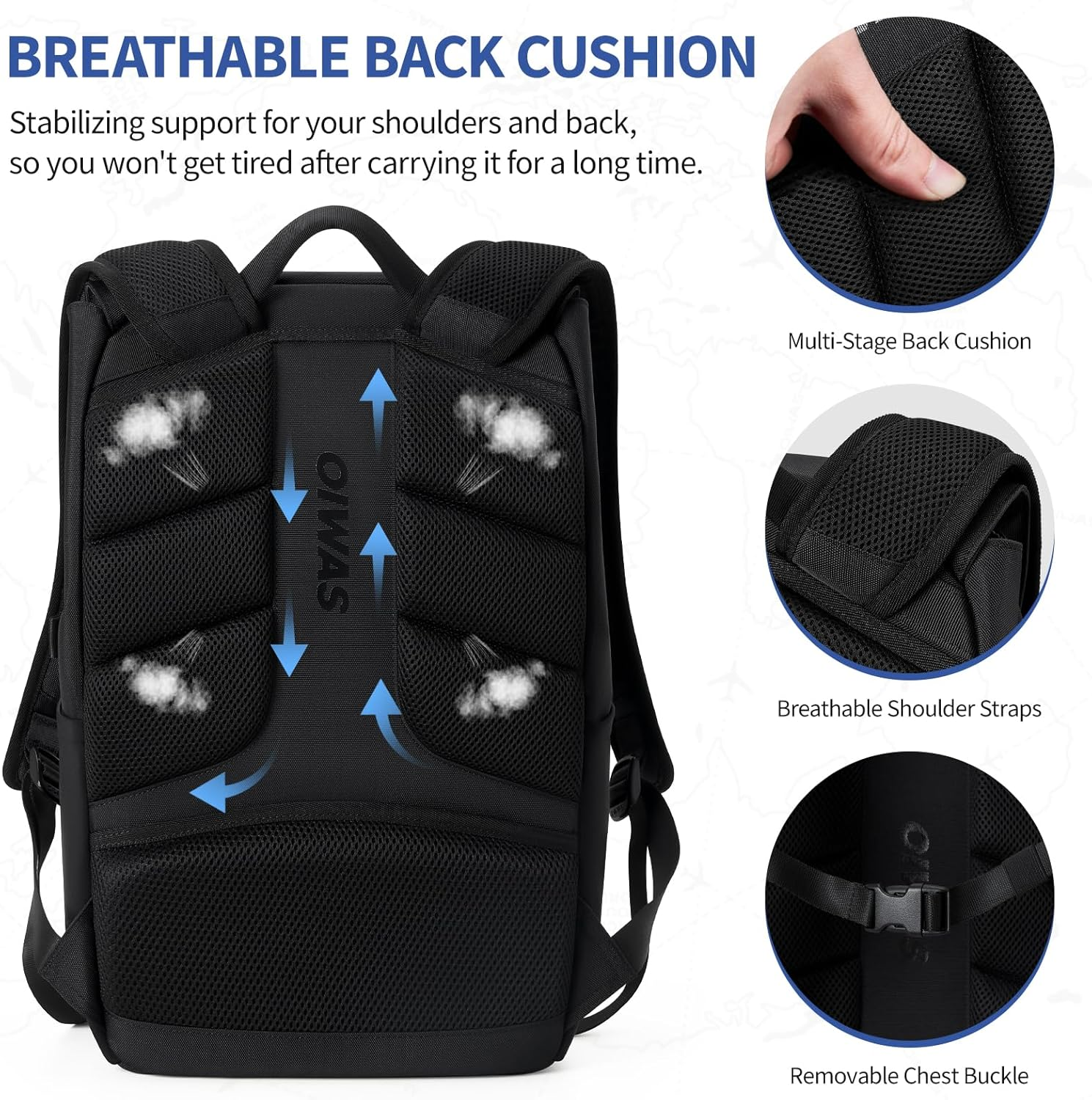 OIWAS Laptop Backpack for Men, Business Backpacks for Men with Magnetic Buckle, Waterproof Work Backpack Fits 16 Inch Laptop, Large Capacity Travel Backpack for Men Women image number 4