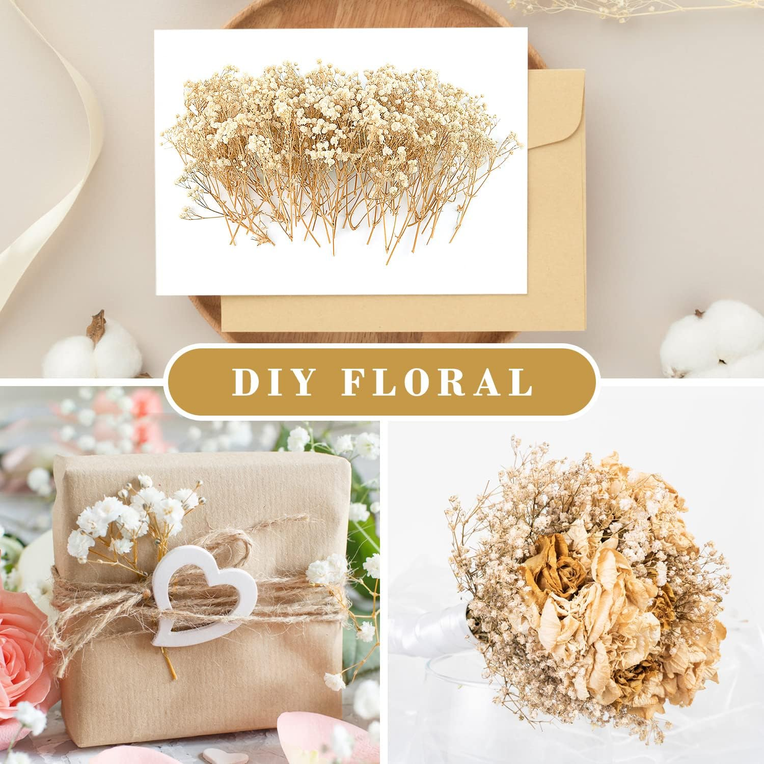 70Pcs Mini Dried Baby'S Breath Flowers 4000+Natural Bulk Flowers Real Flowers Pressing Floral Dried Flowers Pressed Gypsophila Bouquet for Hair Accessory Wedding Card Making (Ivory White) - Pink image number 6