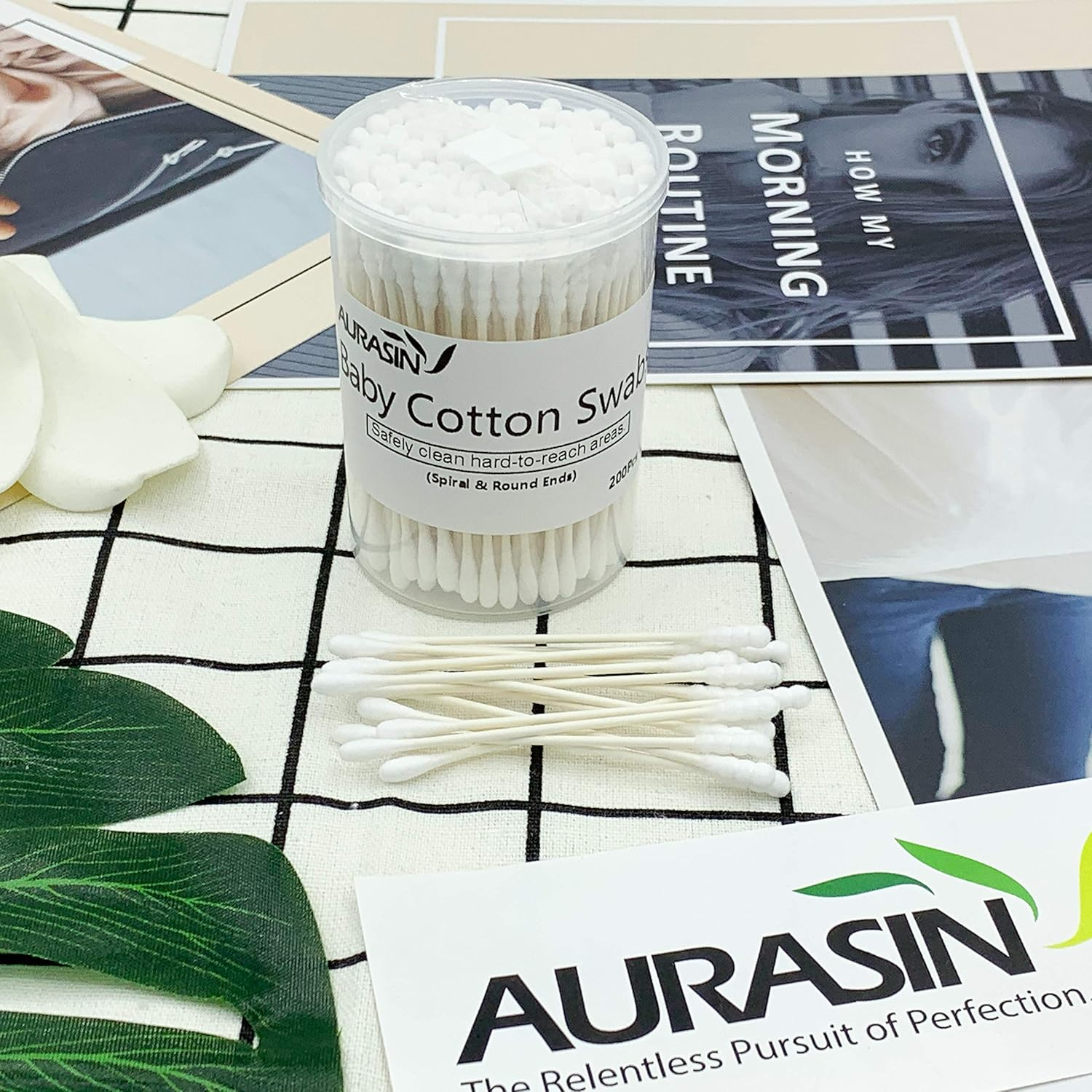 Baby Cotton Swabs, Paper Sticks Cotton Buds for Baby Ear Nose Clean-200Pcs(Spiral & Round) image number 3