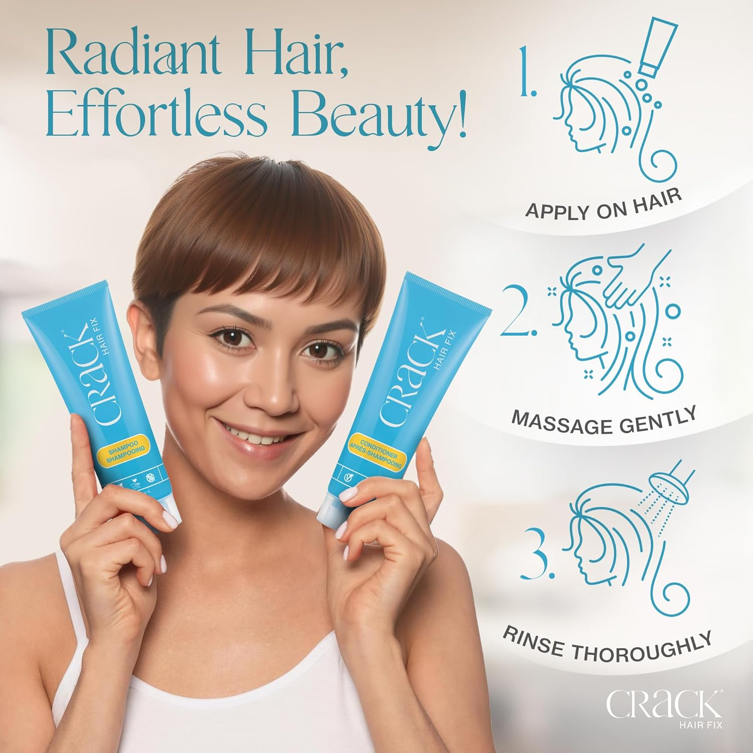 (Shampoo 300Ml + Conditioner 300Ml) - Crack Clean and Soaper Shampoo 300Ml + Conditioner 300Ml image number 2