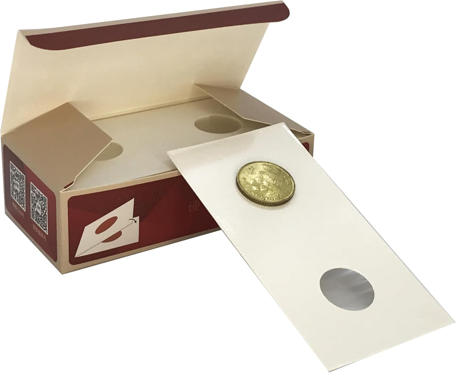 PCCB MINGT 100PCS White Cardboard Coin Holder Protector Display Storage Coin Flips Holder Card 2X2 for Coin Collection Supplies and Collecting (31.5 MM) image number 1