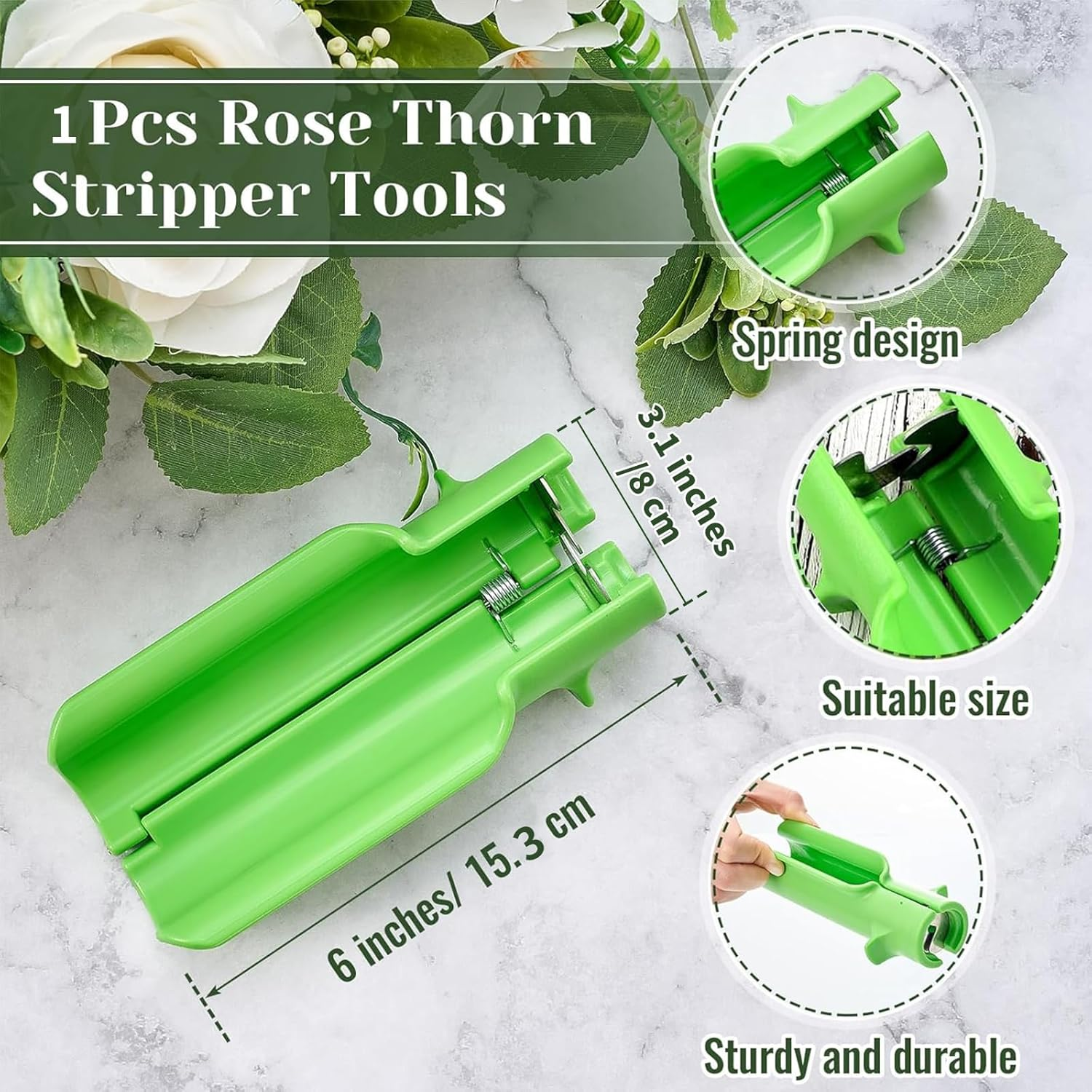 Zalizr Rose Thorn Stripper Tool, Efficient Thorn and Leaf Remover, Flower Cleaner Cutter for Home, Flower Shops, Gardening & Floral Arrangements, Professional Stem Cleaning Tool (Green) image number 5