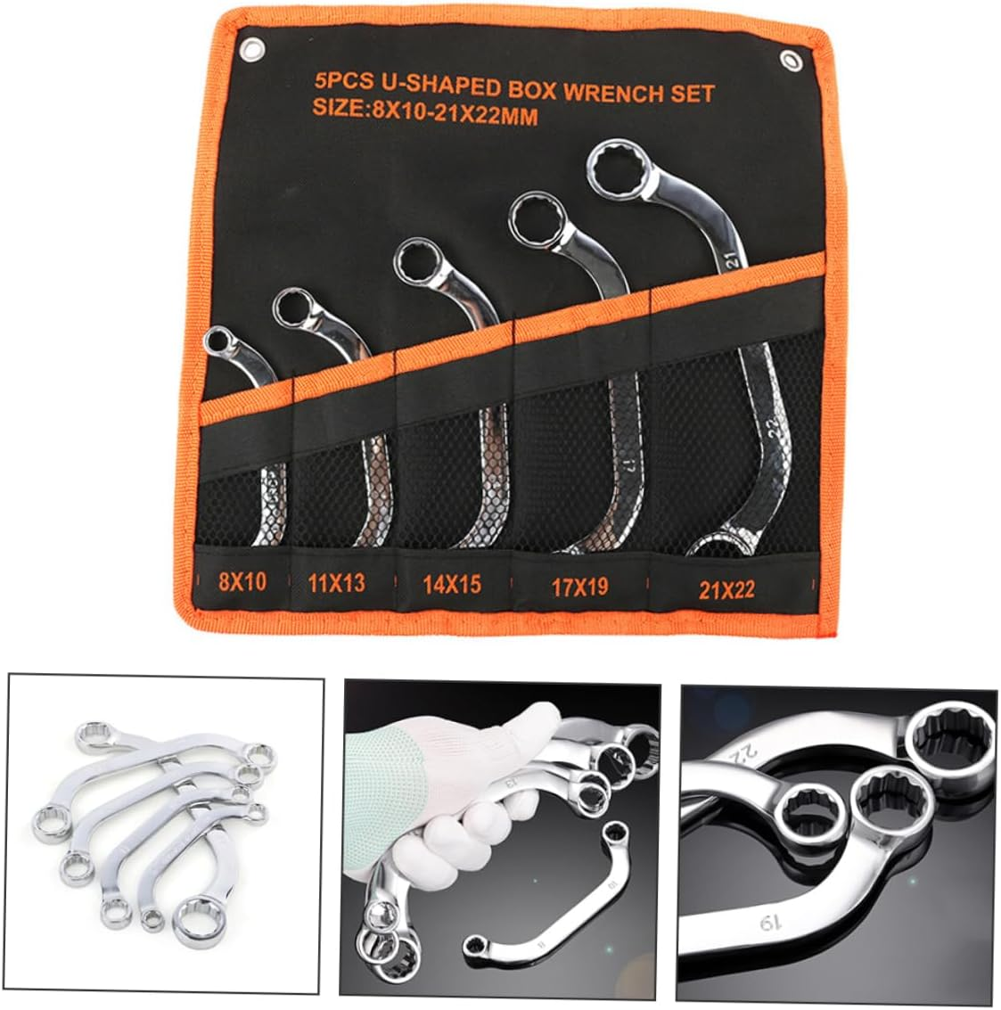 WHAMVOX 5Pcs Chrome-Vanadium Steel Metal Socket Spanner Set, 12-Point Box Wrench Multi-Functional Double-Ended Tool Kit for Automotive Repair and Home Maintenance image number 2