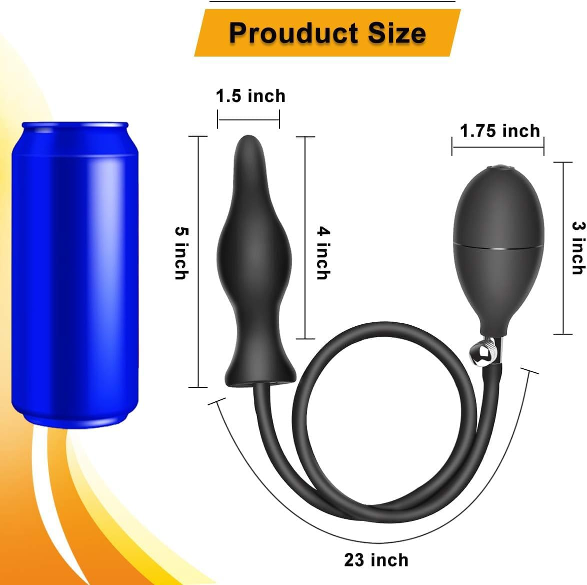Inflatable Anal Plug Butt Dildo Plug Expansion Training Kit Stimulation Anal Pump Expander Expandable Balloon XL Big Large Male Female Prostate G-Spot Sex Toy (Black Classic Style) image number 2