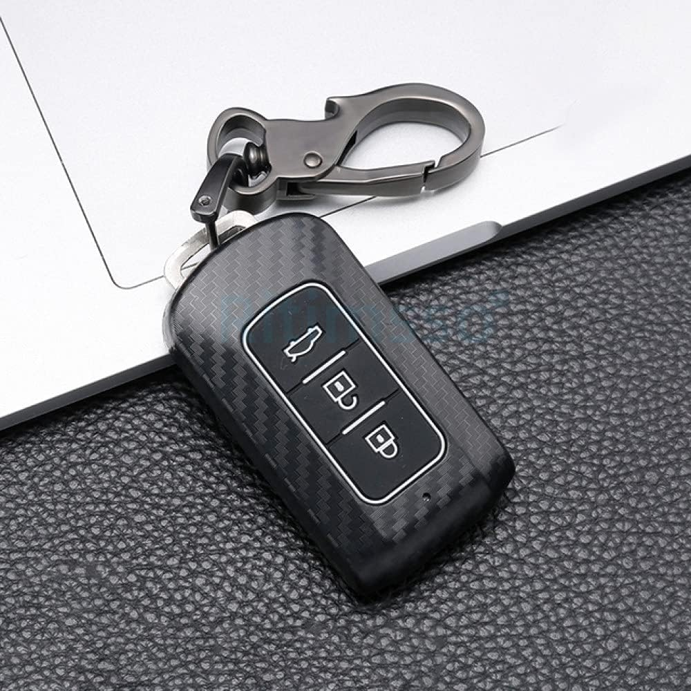 YJADHU Carbon Key Holder Key Chain Car Key Case Cover, Fit for Mitsubishi Outlander 3 Lancer 10 L200 ASX Colt Pajero Sport Eclipse Cross,3 Button Black image number 5