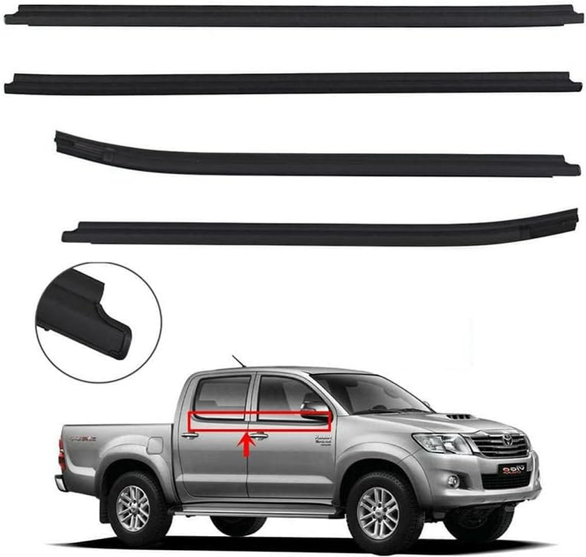 AIMALL 4X Fit Toyota Hilux Double Cab Window Weather Strips, Rubber Window Seals for 2005-2015 Models, High Tolerance, Soundproof & Weatherproof, Black, Direct Replacement image number 2