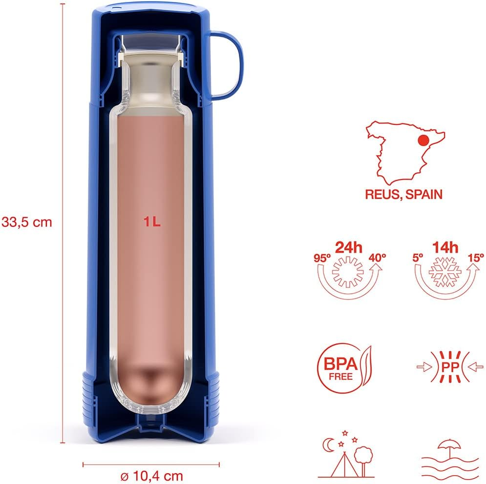 Valira Reus Fun Insulated Double-Walled Glass Bottle with Vacuum 1 Litre Blue image number 5