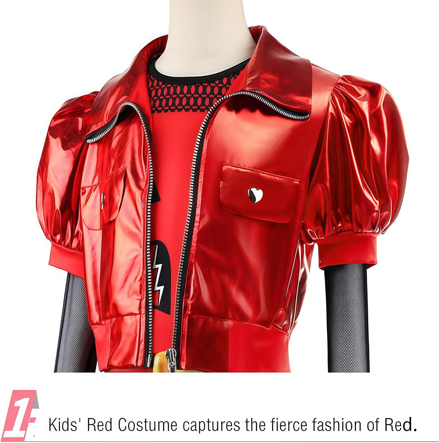 Red Costume for Girls - Rise Red Costume Includes Short Sleeves Jacket Top Flared Pants Wig 4Pcs Halloween Princess Dress up 6-15Y image number 5