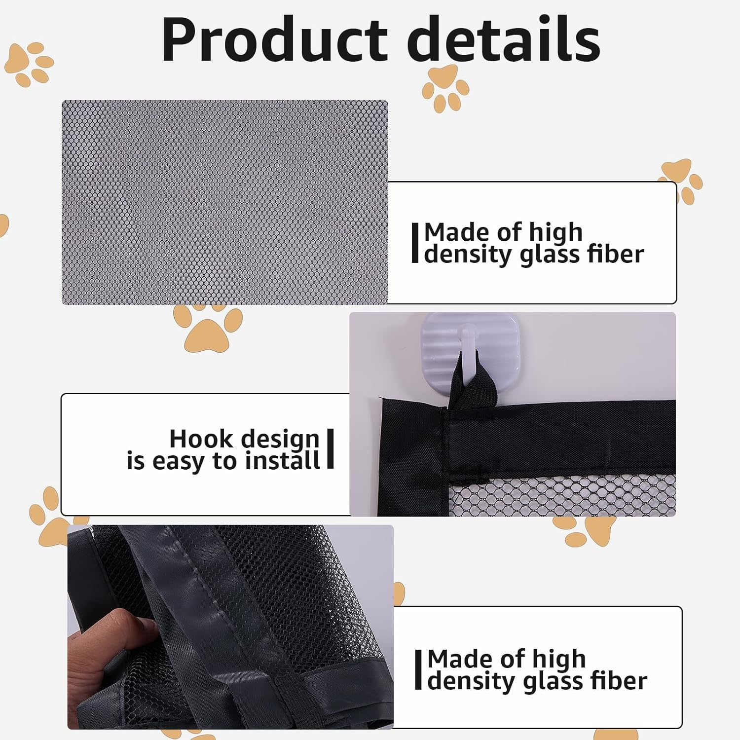 Barrier 110 X 72 Cm Dog Door Safety Gate Stair Safety Gate No Drilling with 4 Adhesive Hooks Extendable for Stairs, Doors, Child Safety Stairs, Suitable image number 2