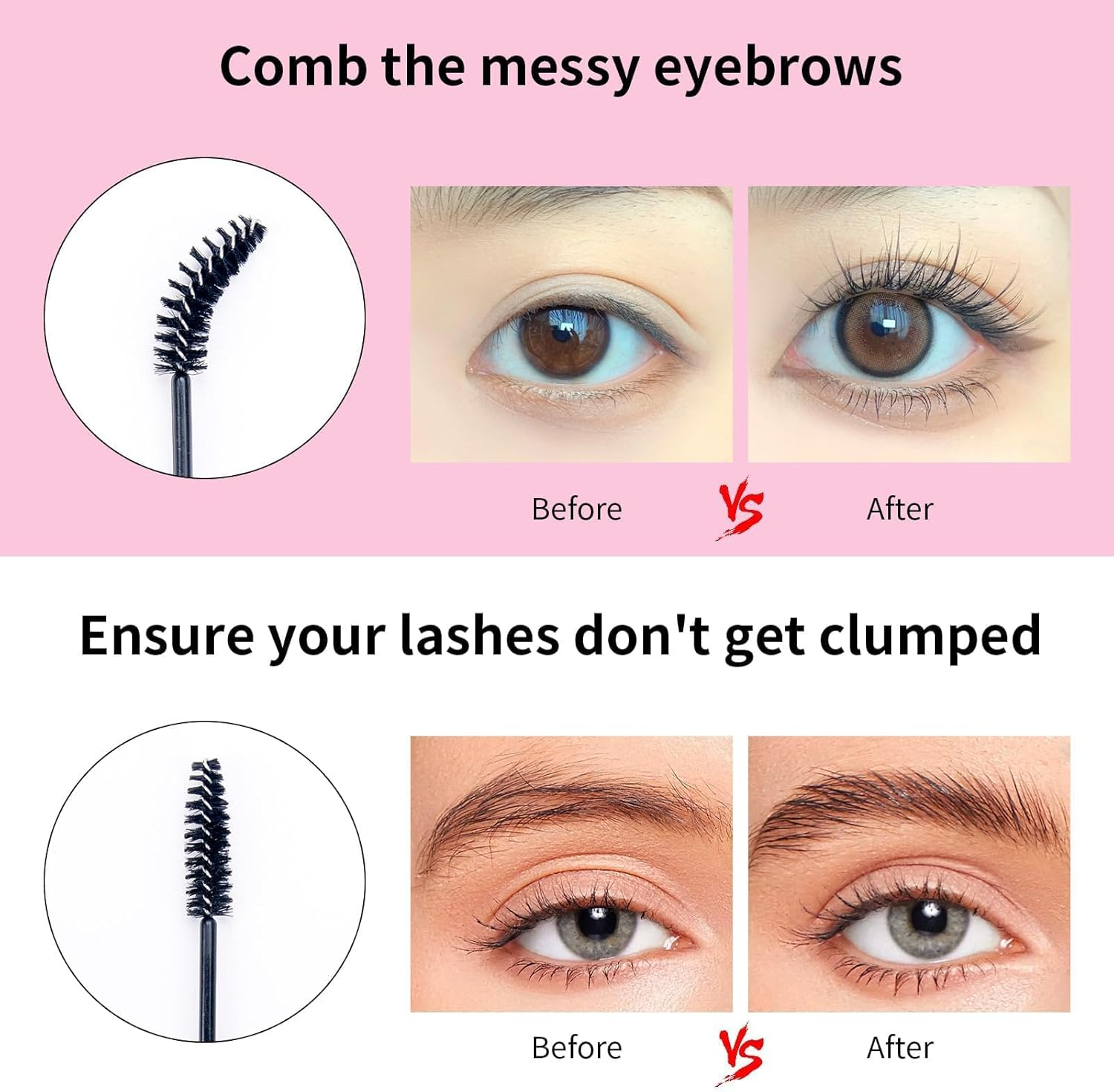 200Pcs Eyelash Brushes Wands, Disposable Spoolies Mascara Brush,Eye Lash Wands Applicator, Eyebrow Brush Castor, Spoolie Extension Mascara-Black image number 4